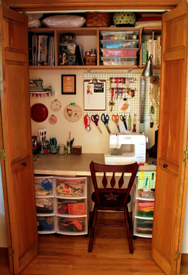 Inspiring Small Sewing Closets