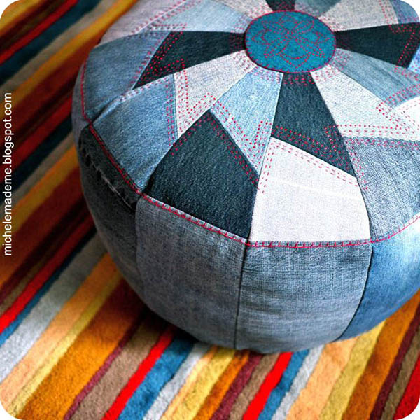 How to make a denim floor pouf 