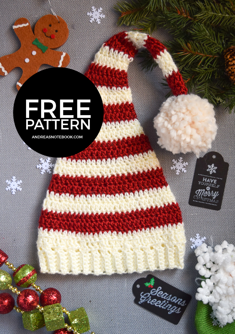 Knit Elf Christmas Hat Holiday Hat Baby Elf Hat Striped 