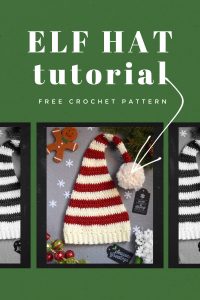 FREE Pixie Elf Hat Crochet Pattern and Tutorial green photo red white stripe gingerbread