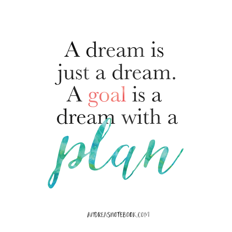 A dream is just a dream. A goal is a dream with a plan! AndreasNotebook.com