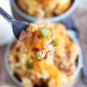 spoonful of slow cooker egg casserole.