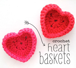 crochet heart baskets