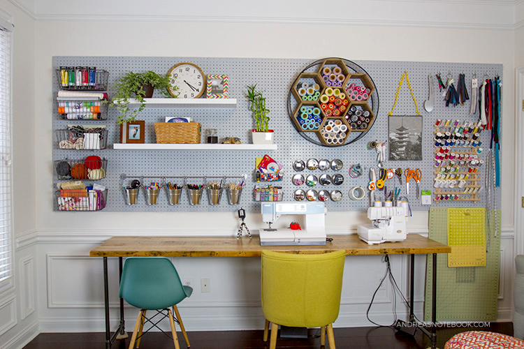 creative home office - craft room - sewing room - AndreasNotebook.com