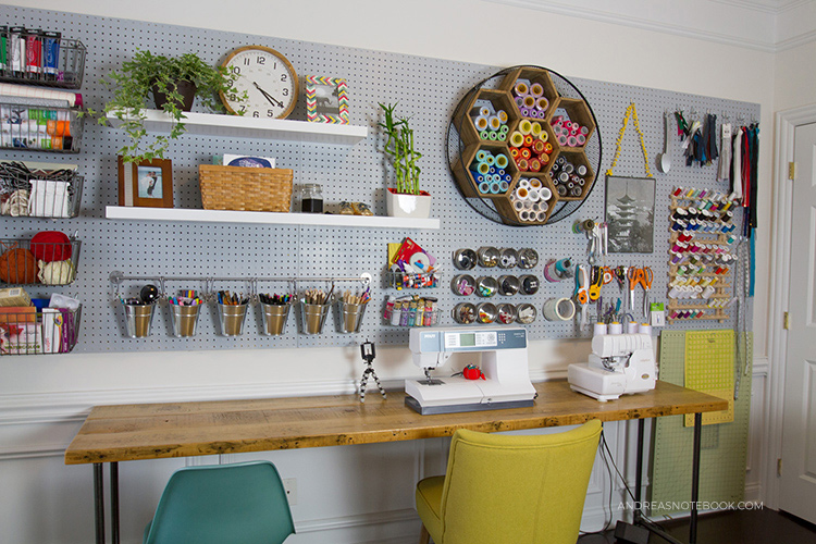 creative home office - craft room - sewing room  - AndreasNotebook.com