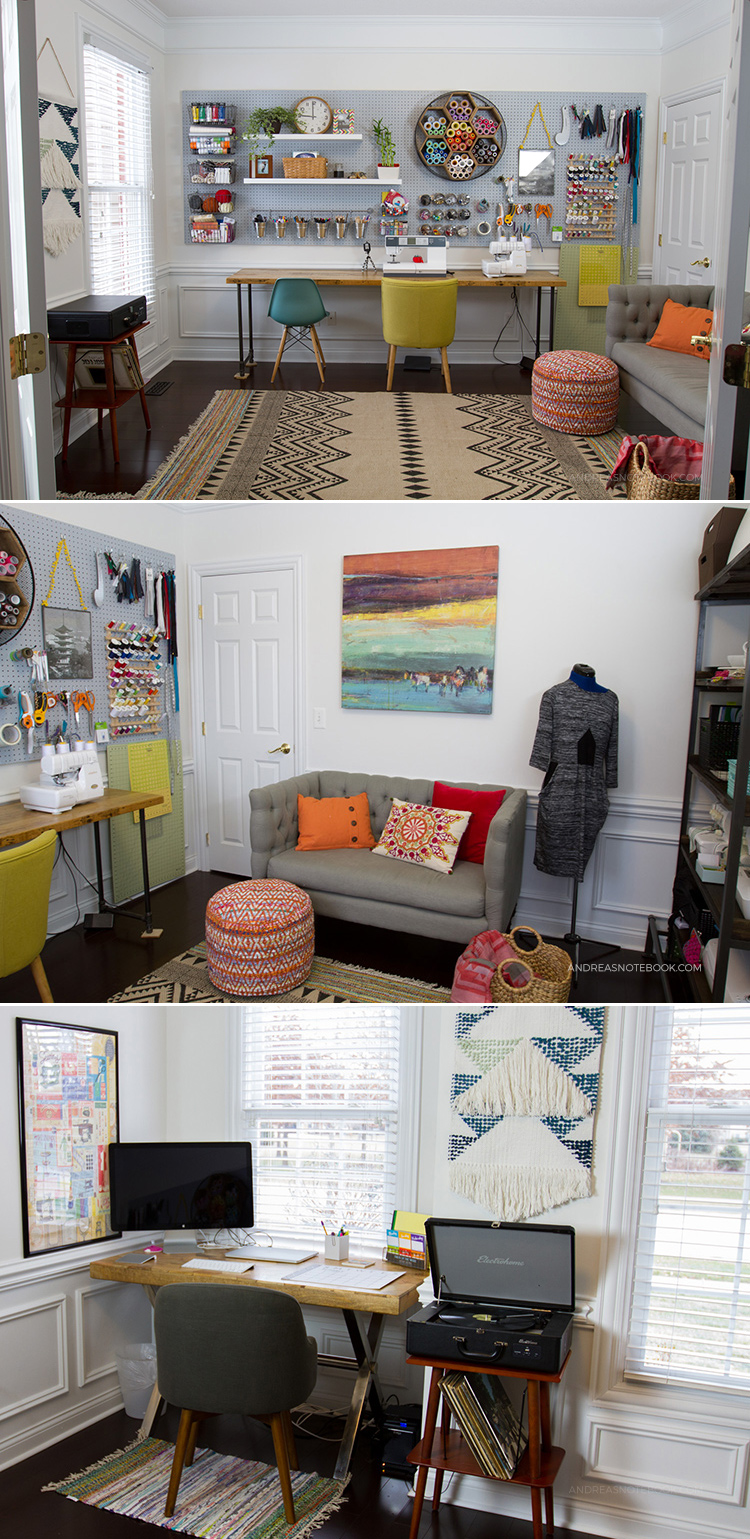 creative home office - craft room - sewing room - AndreasNotebook.com