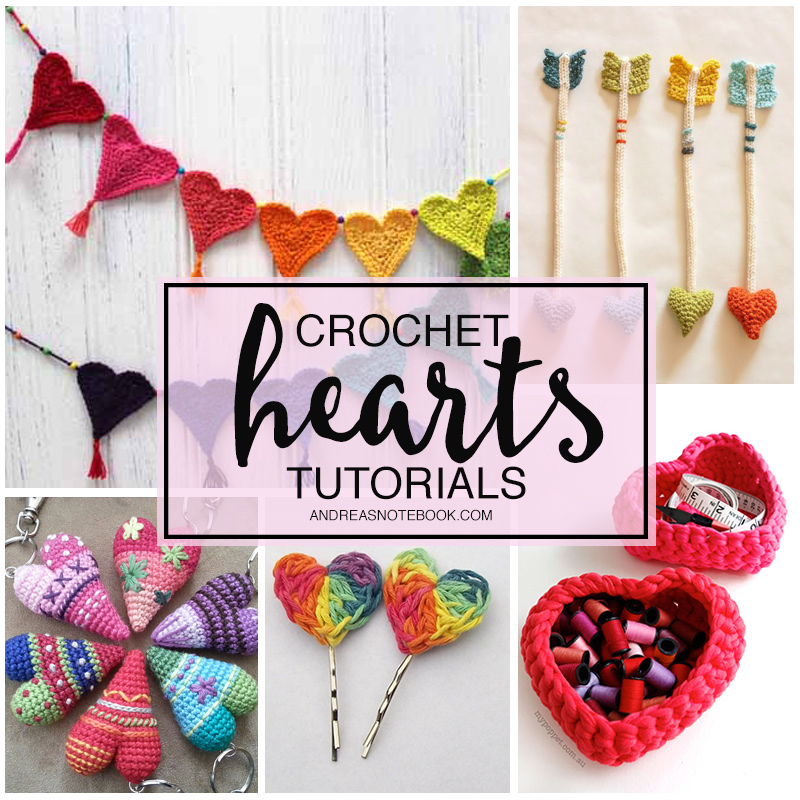 crochet hearts tutorials