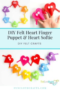 Multiple colors of heart shaped finger puppets.