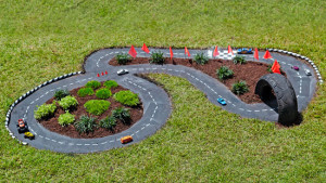 Make a car race track in your yard!