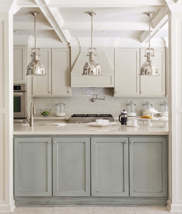 two toned gray cabinets