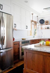 Stylish two toned kitchen cabinets - wood and white
