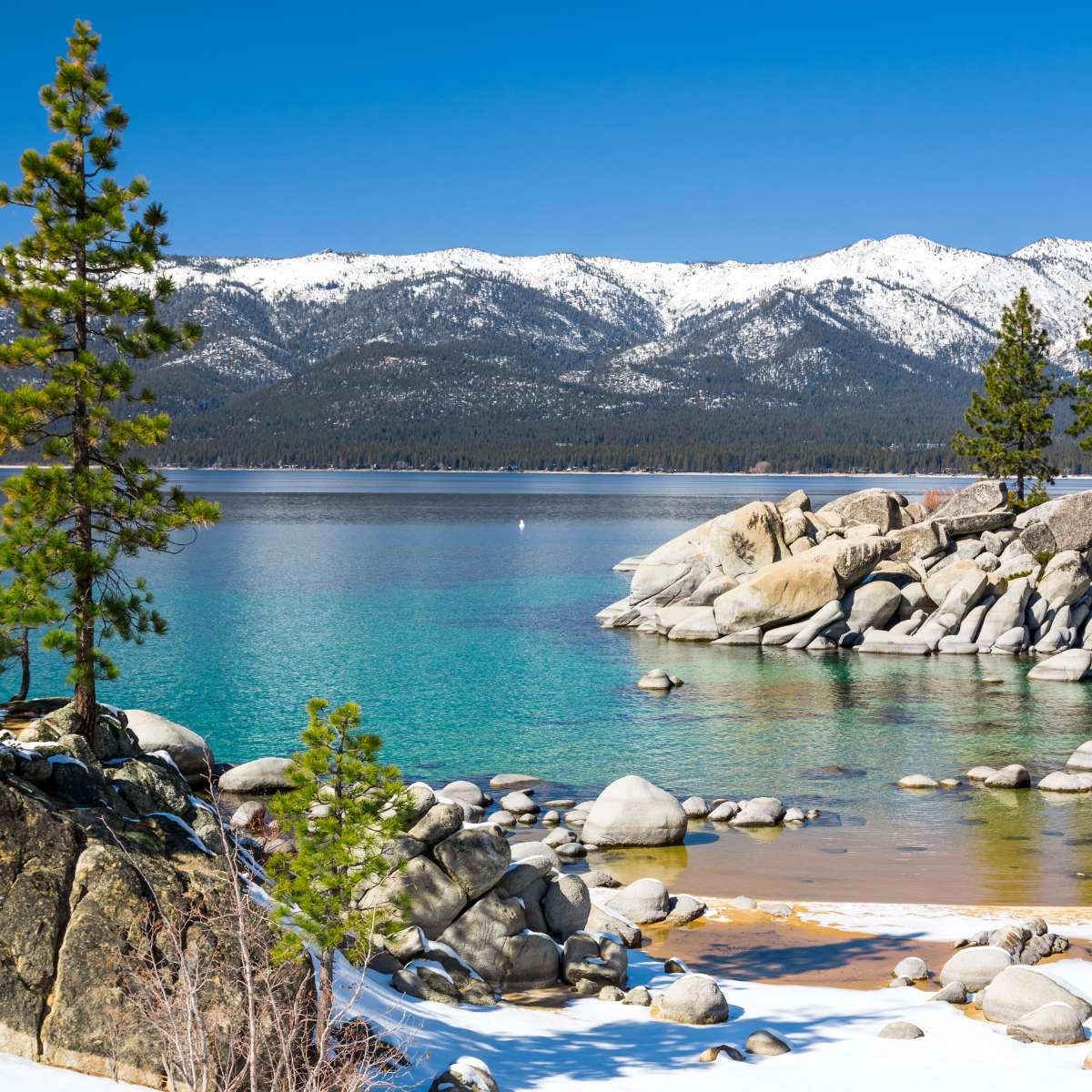 Winter snow on Lake Tahoe.