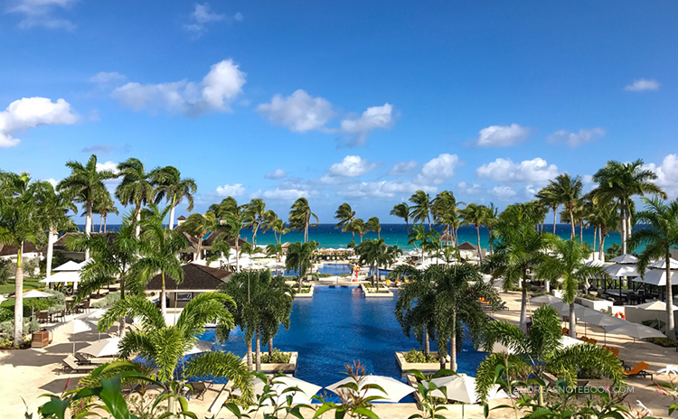 Gorgeous view of the main pool at Hyatt Ziva from the lobby.