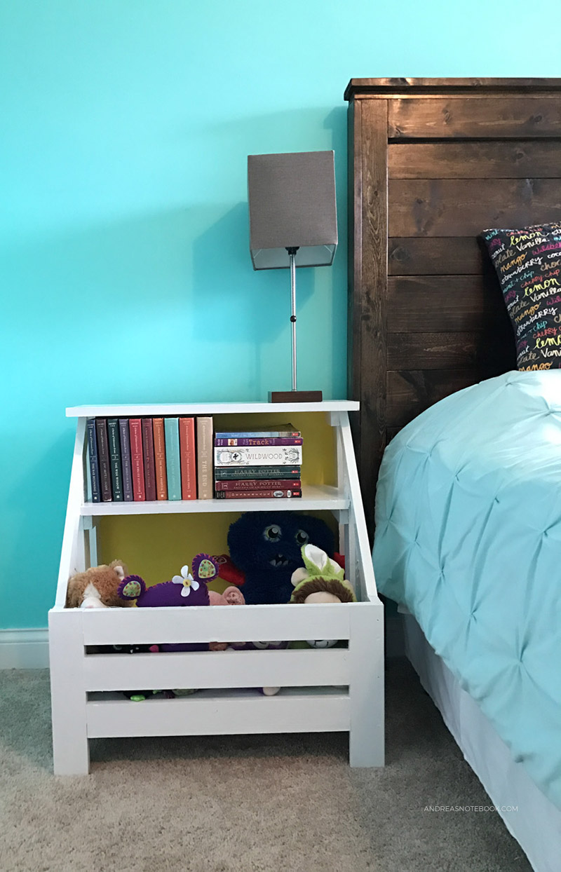 DIY Nightstand Toy Bin Bookshelf