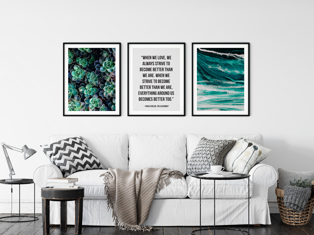 paulo coelho quote succulent framed print turquoise waves print