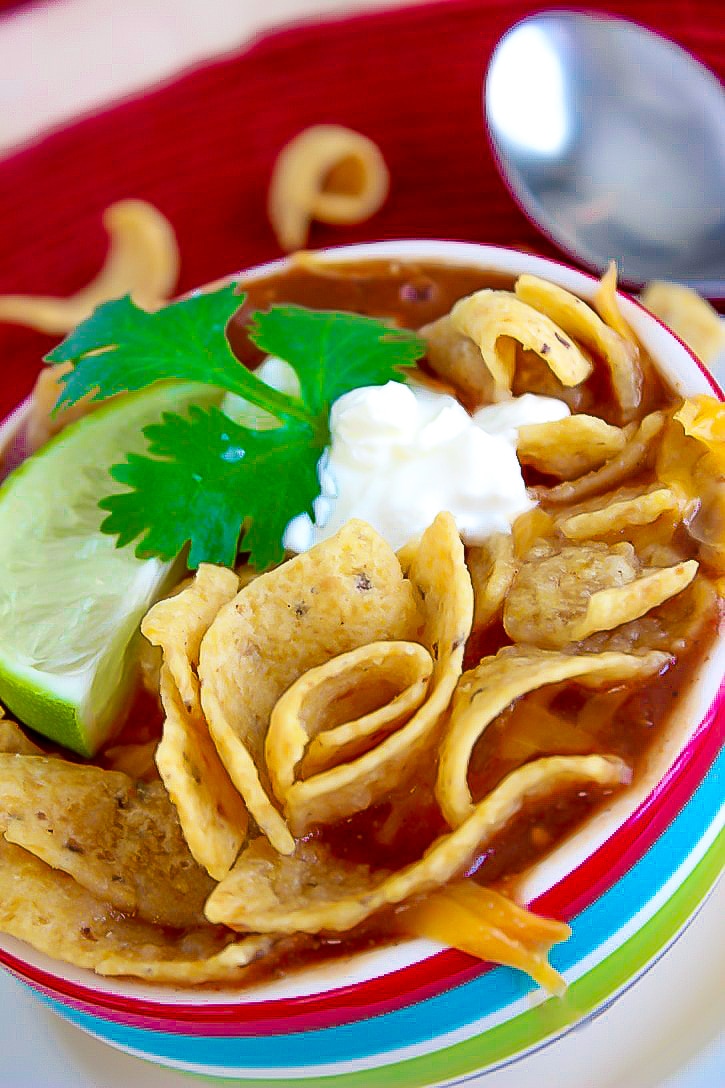 taco soup with fritos on top