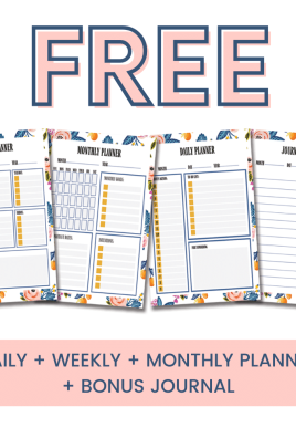 FREE daily, weekly, monthly PRINTABLE planner pages + bonus journal page