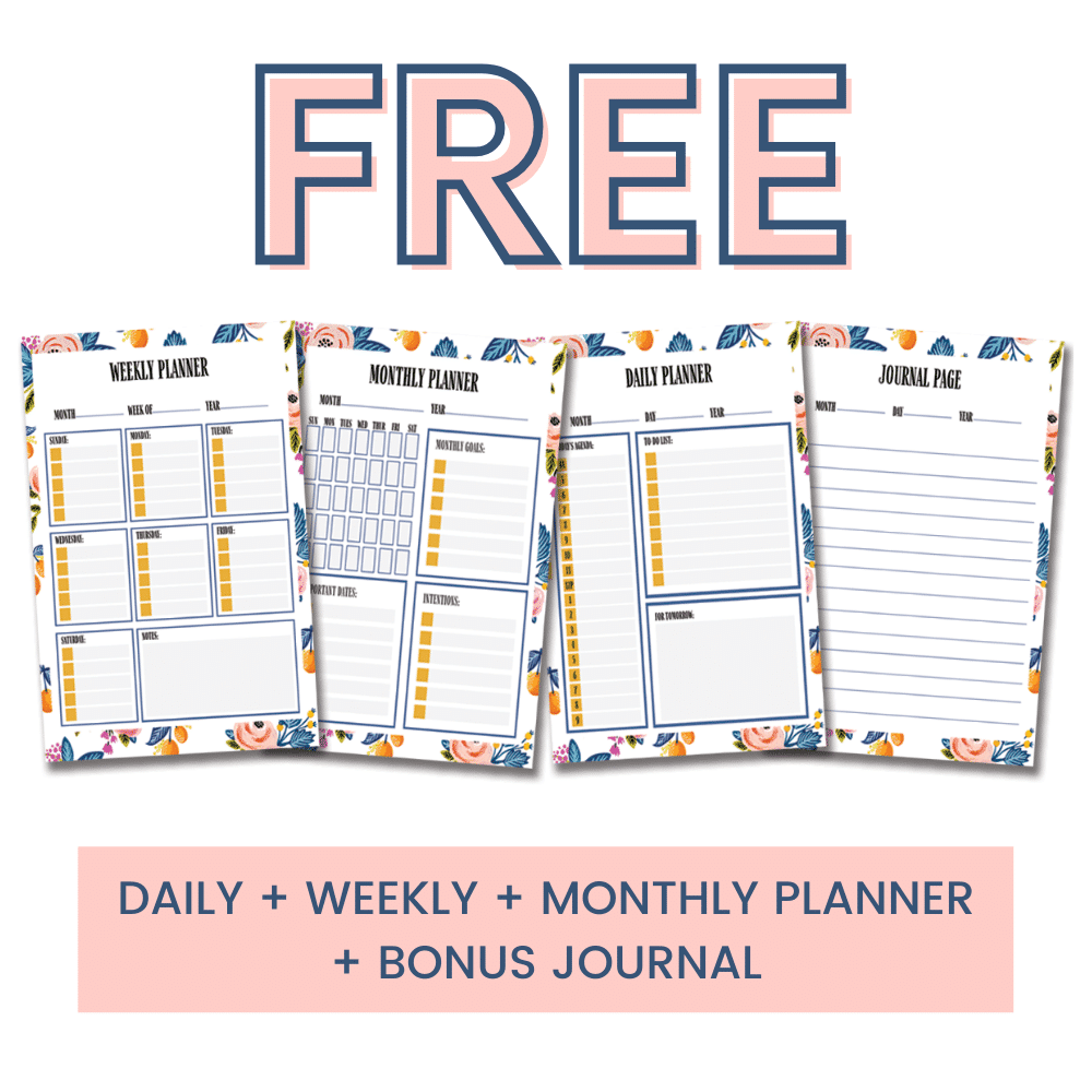 FREE daily, weekly, monthly PRINTABLE planner pages + bonus journal page