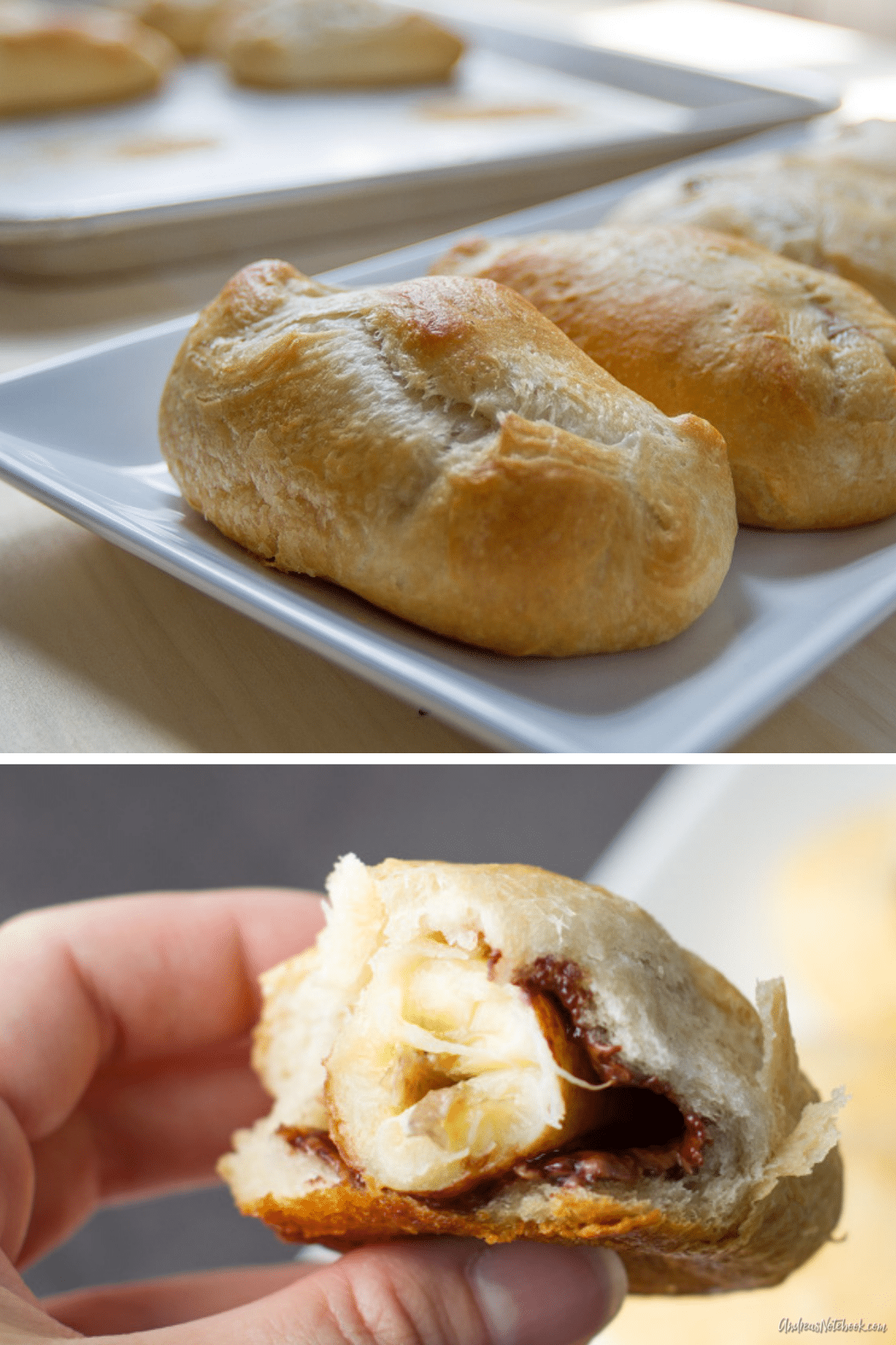 banana nutella roll opened with hands