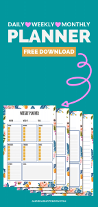 FREE daily, weekly, monthly PRINTABLE planner pages + bonus journal page - image of pages collaged