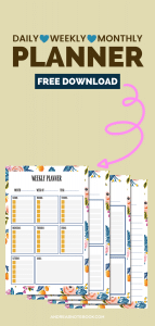 FREE daily, weekly, monthly PRINTABLE planner pages + bonus journal page - image of pages collaged