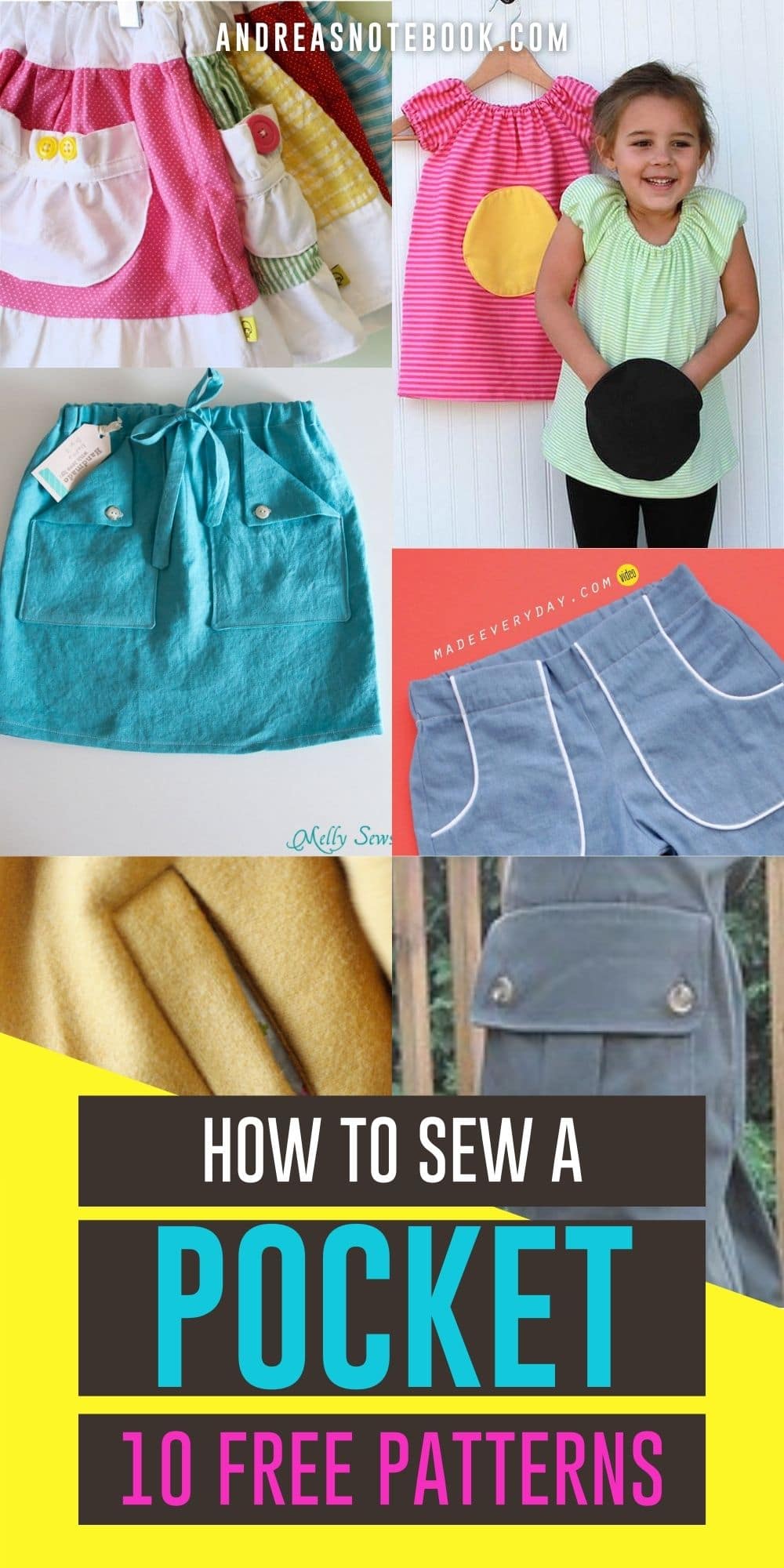 10 Pocket Tutorials To Sew On Dresses, Pants, Skirts and More