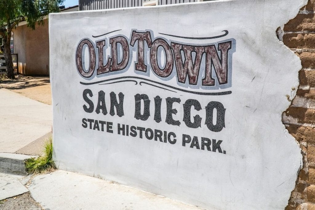 concrete sign - old town san diego state historic park