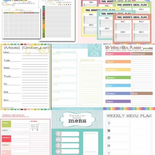 lots of meal planning printables