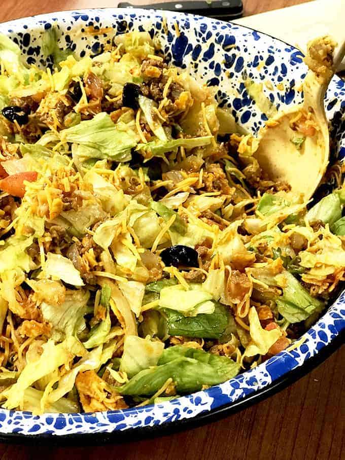 dorito taco salad in a bowl.