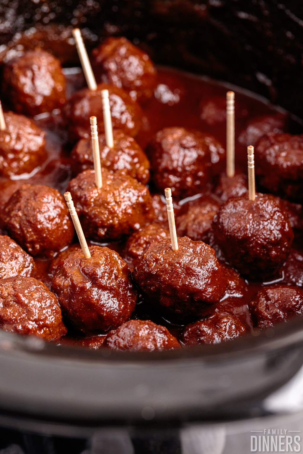 Crockpot full of bbq meatballs.