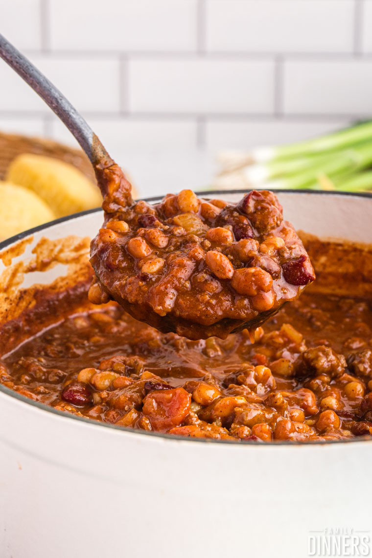 Large pot of chili.