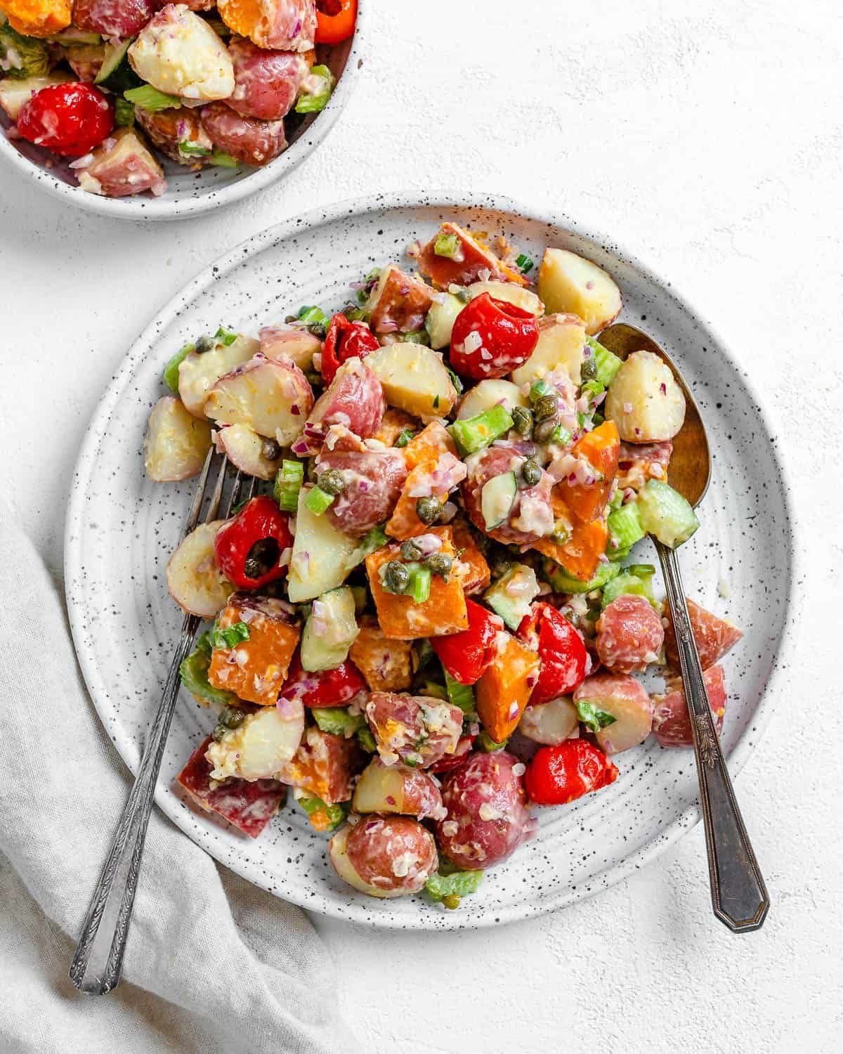 Vegan sweet potato salad on a plate.