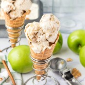 Ice cream cone with apple pie ice cream.