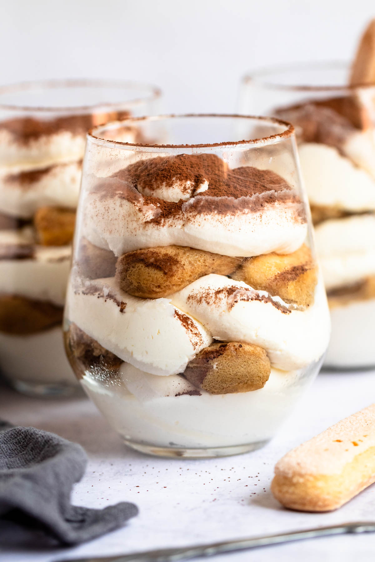 Layered tiramisu cup.