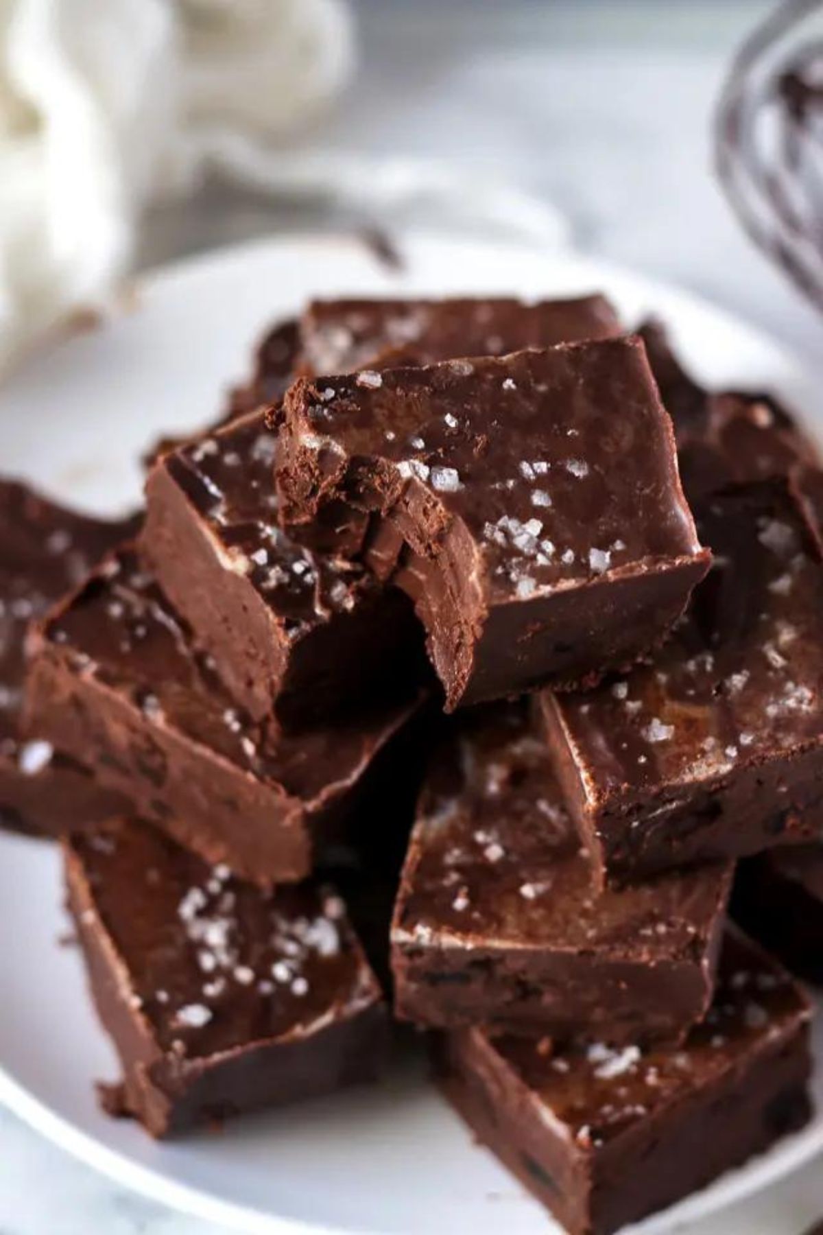 stack of chocolate fudge.