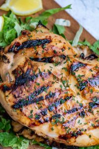 Grilled chicken will grill marks.