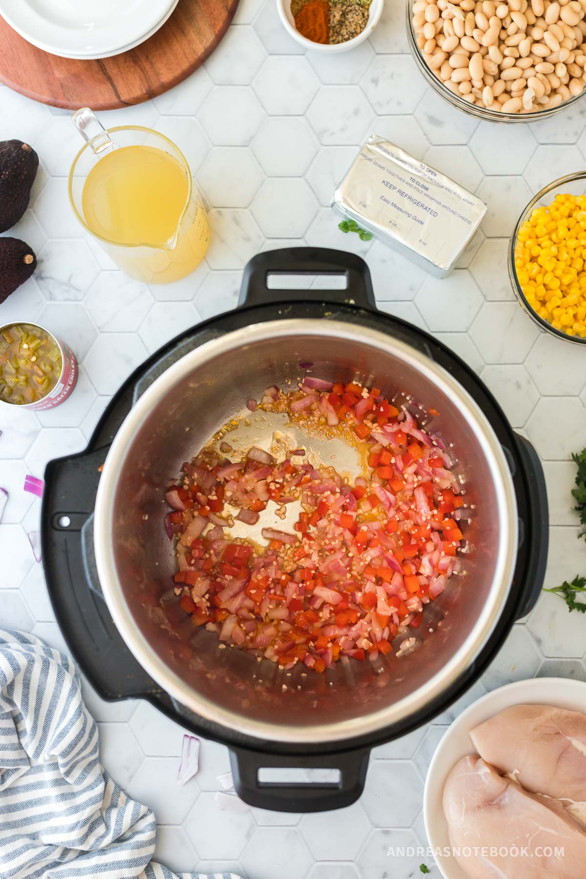 Ingredients sauteed in Instant POt.