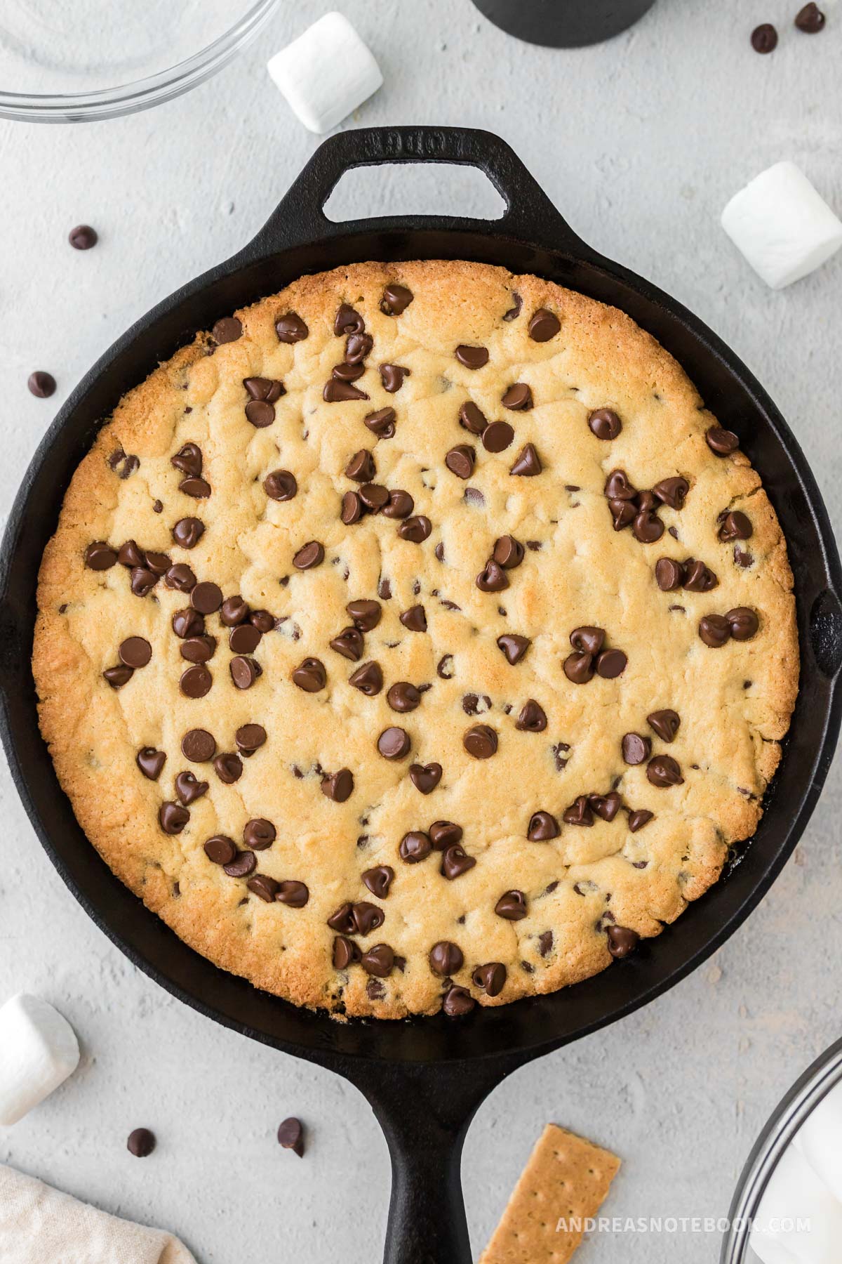 Skillet cookie in cast iron skillet.