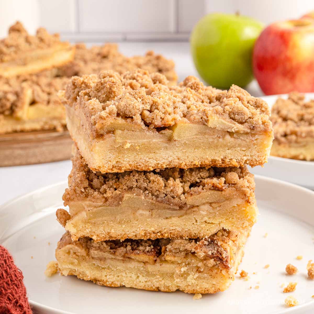 Stack of apple pie squares.