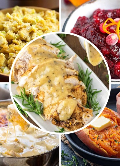 Collage of instant pot thanksgiving recipes.