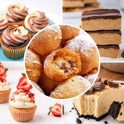 Collage of peanut butter desserts.