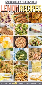 Collage of 18 recipes made with lemons.