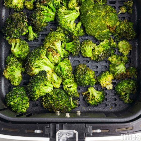 Broccoli in an air fryer.