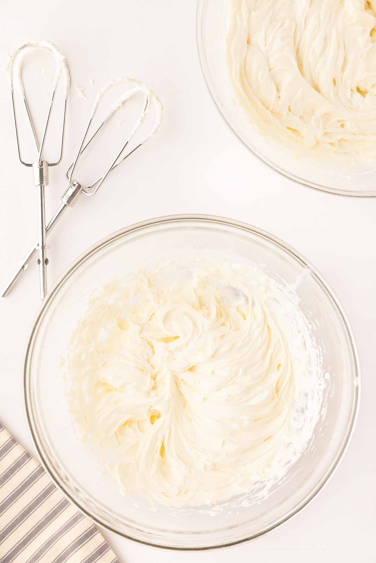 whipped cream with stiff peaks.