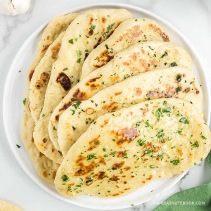Plate of naan bread.