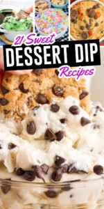 Collage of 4 dessert dip recipes in bowls.