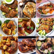 Collage of chicken leg quarter recipes