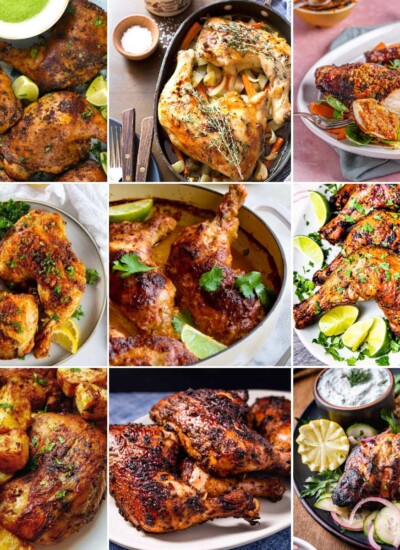 Collage of chicken leg quarter recipes
